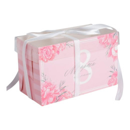 Коробка для капкейка «Поздравляю с 8 марта», 16 × 8 × 10 см