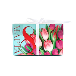 Коробка для капкейков на 2 ячейки «8 Марта», 16×8×10 см