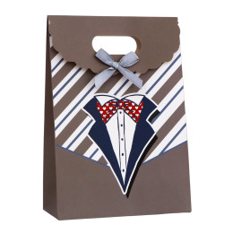 Коробка-пакет, "Лучшему мужчине" , 14 х 6 х 21 см