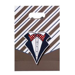 Коробка-пакет, "Лучшему мужчине" , 14 х 6 х 21 см