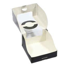 Коробка под бенто-торт с окном, черный, 14 х 14 х 8 см