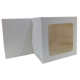 Коробка для бенто торта 16 х 16 х 10 см с окном, белая (25 штук)