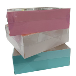 Коробка для десертов с пластиковой крышкой Белая (20х20х7 см)