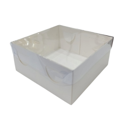 Коробка для десертов с пластиковой крышкой Белая (15 х15 х 7 см)