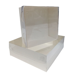 Коробка для десертов с пластиковой крышкой Белая (15 х15 х 7 см)