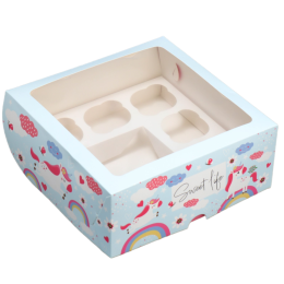 Коробка для капкейков и бенто-торта «Ванильные единороги» (25х25х10 см)