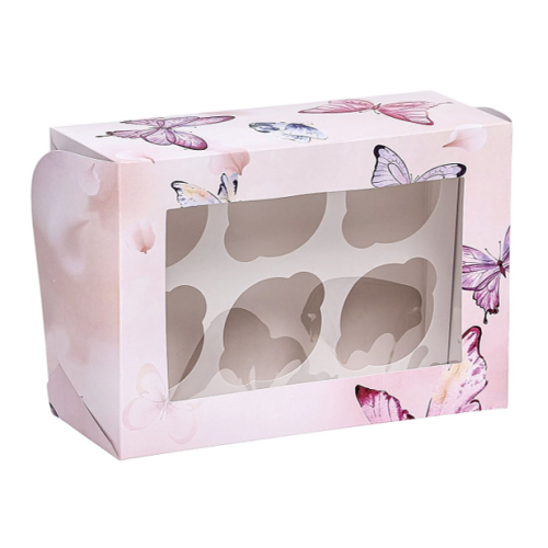 Упаковка на 6 капкейков с окном "Вдохновений" (25х17х10 см) по лучшей цене