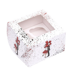 Упаковка на 4 капкейка с окном "Вечная любовь" (16х16х10 см)