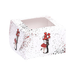 Упаковка на 4 капкейка с окном "Вечная любовь" (16х16х10 см)