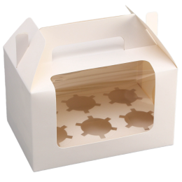 Кондитерская складная коробка для 6 капкейков белая (23,5х16х14 см)