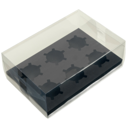 Коробка на 6 капкейков Черная (26,8×18,2×10 см)