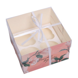 Коробка для капкейка «Счастье внутри», 16 х 16 х 10 см