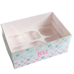 Коробка на 6 капкейков «Love» (23×16×10 см)