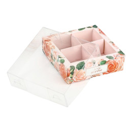 Коробка под 4 конфеты с ячейками «Для тебя», 10 х 10 х 3 см