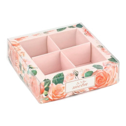 Коробка под 4 конфеты с ячейками «Для тебя», 10 х 10 х 3 см
