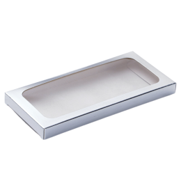 Подарочная коробка под плитку шоколада, с окном, серебро, 17 х 8 х 1,4 см