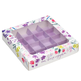 Коробка под 16 конфет «От всего сердца» (18.9х18.9х3.8 см)