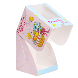 Пасхальная коробочка с окном "Счастливой Пасхи с корзинкой", 12,5 х 9,5 х 9,5 см