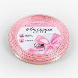 Лента атласная, с золотым люрексом, 6 мм, 23±1 м, розовая №004