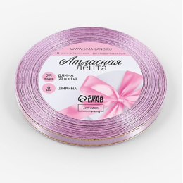 Лента атласная, с золотым люрексом, 6 мм, 23±1 м, сиреневая №044