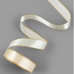 Лента атласная, с золотым люрексом 23±1 м, светло-бежевая №008