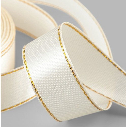 Лента атласная, с золотым люрексом 23±1 м, светло-бежевая №008 по лучшей цене