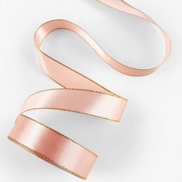 Лента атласная, с золотым люрексом 23±1 м, светло-розовая №107