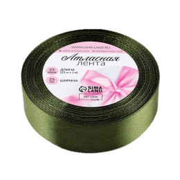 Лента атласная, 25 мм × 23±1 м, тёмно-зелёная №113