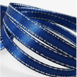 Лента атласная, с серебряным люрексом 23±1 м, синяя №038