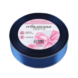Лента атласная, с серебряным люрексом 23±1 м, синяя №038