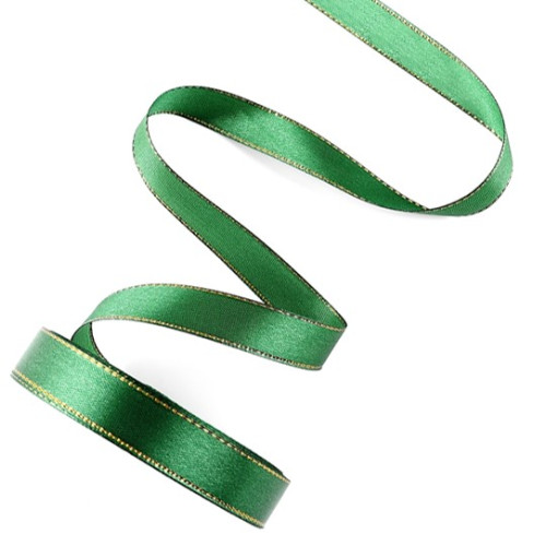 Лента атласная, с золотым люрексом 23±1 м, зелёная №049 по лучшей цене