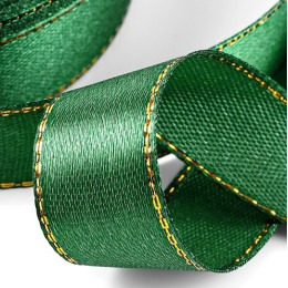 Лента атласная, с золотым люрексом 23±1 м, зелёная №049