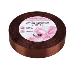 Лента атласная 23±1 мм, тёмно-коричневая № 32