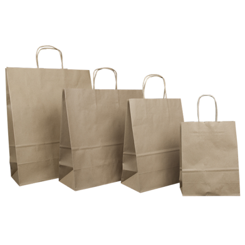 Пакет бумажный с кручеными ручками, крафт по лучшей цене