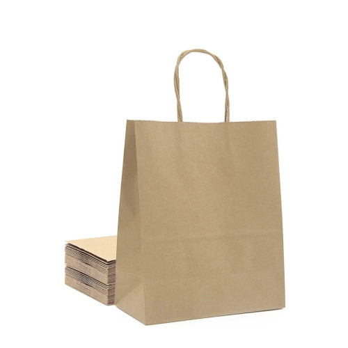 Пакет бумажный с кручеными ручками, крафт по лучшей цене