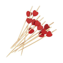 Пика "Красное сердечко" 12 см, 100 штук