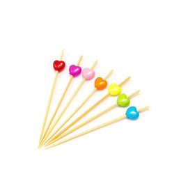 Декоративные пики "Сердца разноцветные", 9 см, 100 штук