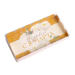 Коробка для кондитерских изделий с PVC крышкой «8 марта», 10,5 × 21 × 3 см