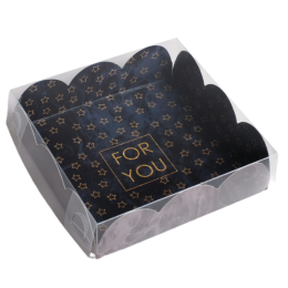 Коробка для кондитерских изделий с PVC-крышкой «For you», 10,5 × 10,5 × 3 см