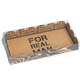 Коробка для кондитерских изделий с PVC крышкой «Настоящему мужчине», 10,5 × 21 × 3 см