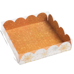 Коробка для кондитерских изделий с PVC крышкой «Снежинки», 13 х 13 х 3 см