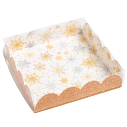 Коробка для кондитерских изделий с PVC крышкой «Снежинки», 13 х 13 х 3 см