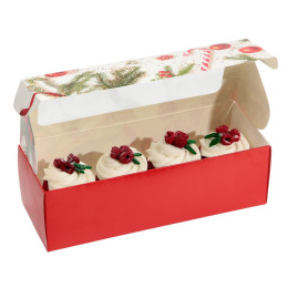 Коробка для кондитерских изделий с окном «Новогодняя классика», 26 х 10 х 8 см	