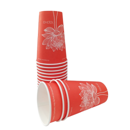 Стакан бумажный одноразовый розовый с принтом, 230 мл