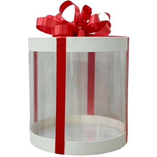 Коробка шляпная ТУБУС для торта прозрачная по оптовой цене