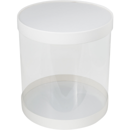 Коробка шляпная ТУБУС для торта прозрачная d18 см h18 см