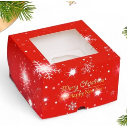Упаковка на 4 капкейков с окном "С Праздником!", 16 х 16 х 10 см