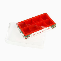 Коробка под 8 конфет с ячейками «С Новым годом!», 10 х 18,5 х 3 см