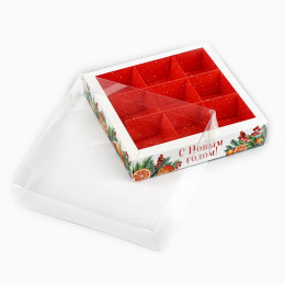 Коробка под 9 конфет с ячейками «Аромат праздника», 14,5 х 14,5 х 3 см