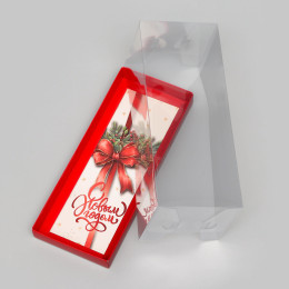 Коробка с прозрачной крышкой под рулет "С Новым годом", 30 х 12 х 12